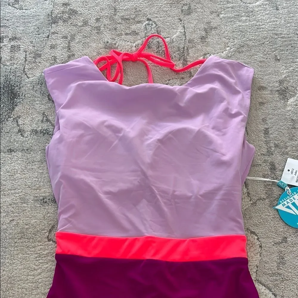Purple and Pink One Piece Swimsuit with Supportive Fit